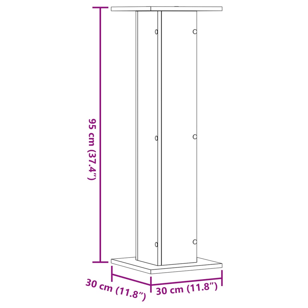 Pieds d'enceinte 2 pcs Noir 30x30x95 cm Bois d'ingénierie