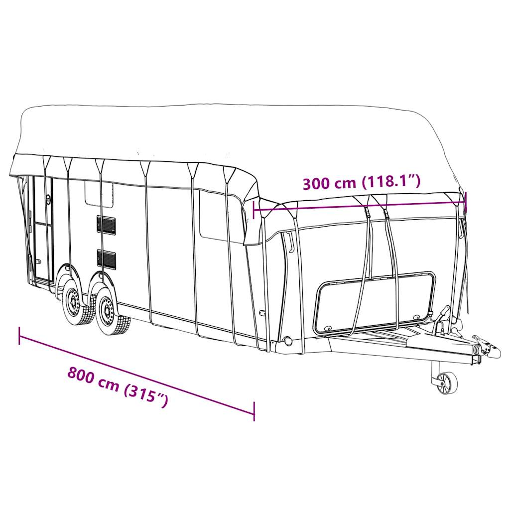 Caravan Roof Tarp Grey 800x300 cm Non-woven Fabric