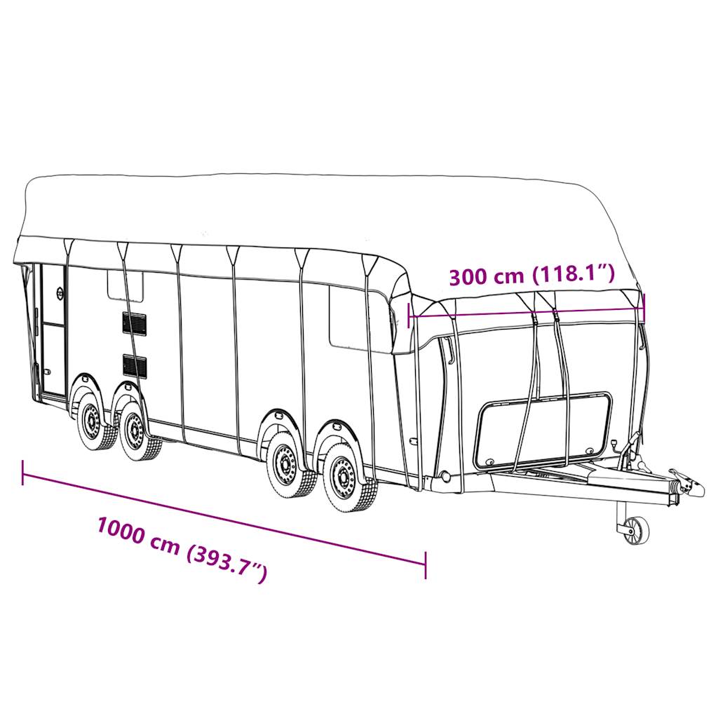 Bâche de toit pour caravane Gris 1000x300 cm non-tissé