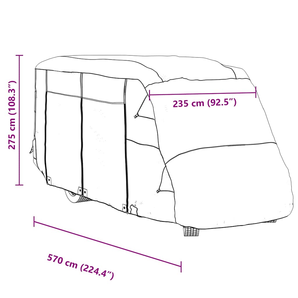 Housse de protection pour camping-car gris 570x235x275 cm intissé