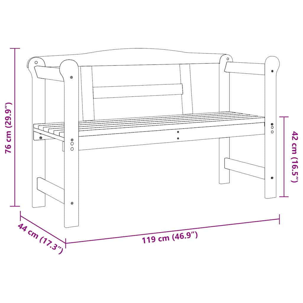 Bank Outdoor Braun 119 x 44 x 76 cm Massives Kiefernholz