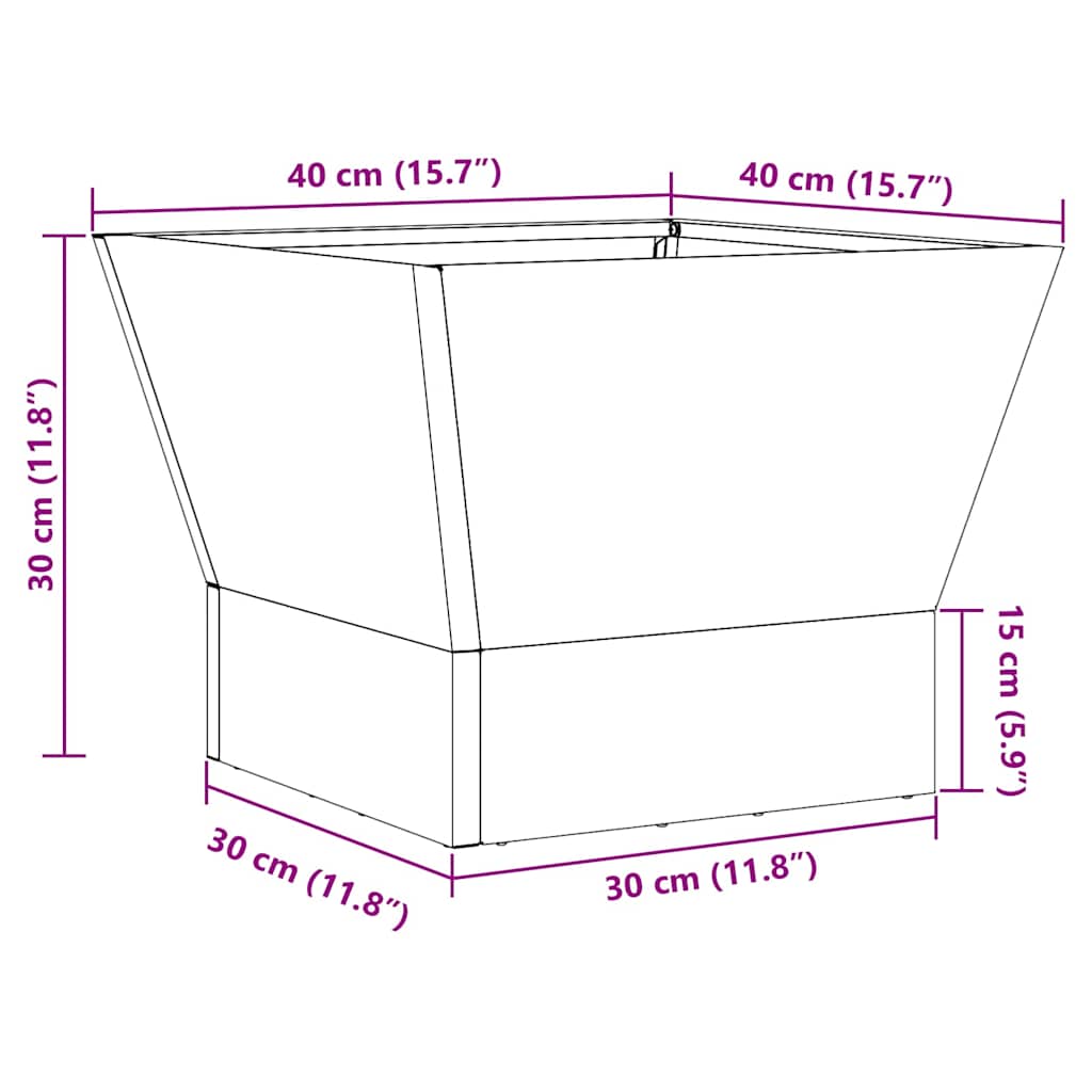 Feuerstelle Braun 40 x 40 x 35 cm Wetterfeststahl