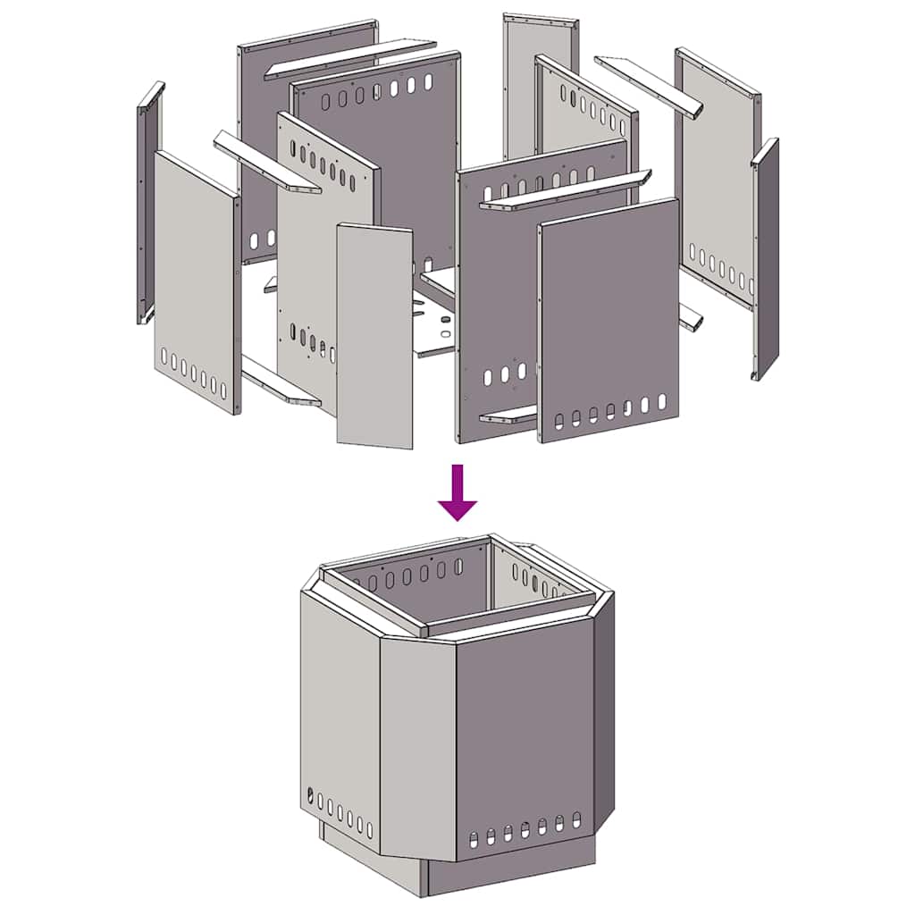 Rauchfreier Feuerkorb Braun 48 x 48 x 51 cm Wetterfeststahl