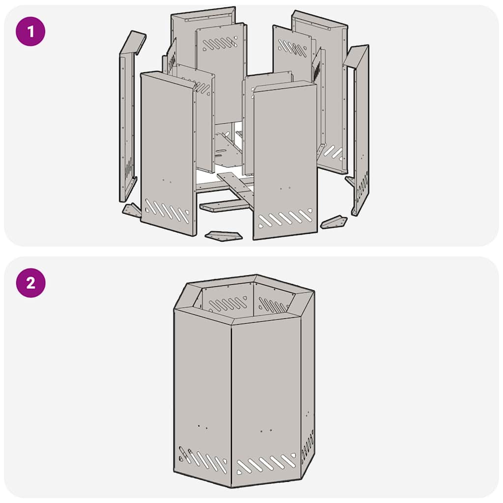 Rauchfreier Feuerkorb Braun 38 x 38 x 51 cm Wetterfeststahl