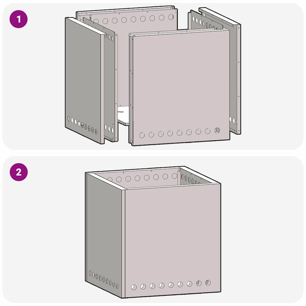 Rauchfreier Feuerkorb Braun 48 x 48 x 50 cm Wetterfeststahl