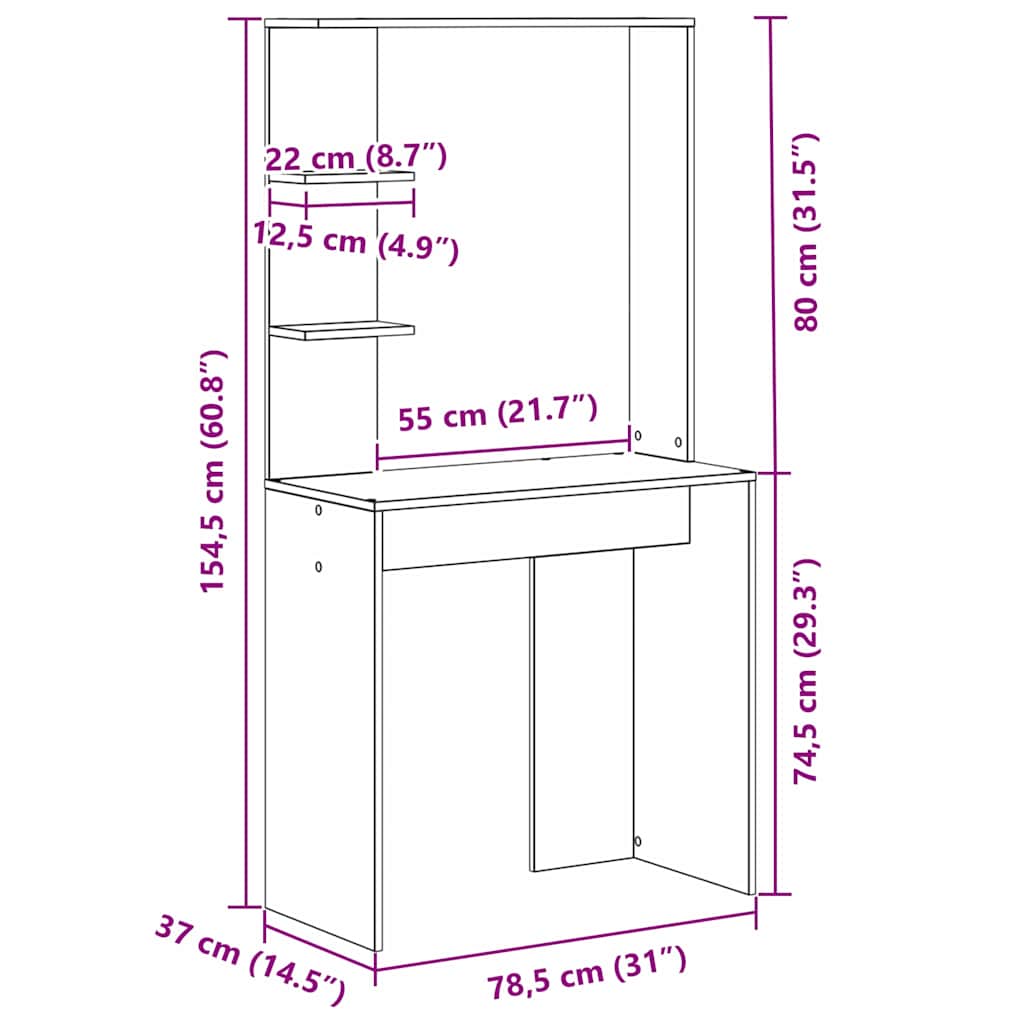 Schreibtisch Beton Grau 78,5 x 37 x 154,5 cm Holzwerkstoff