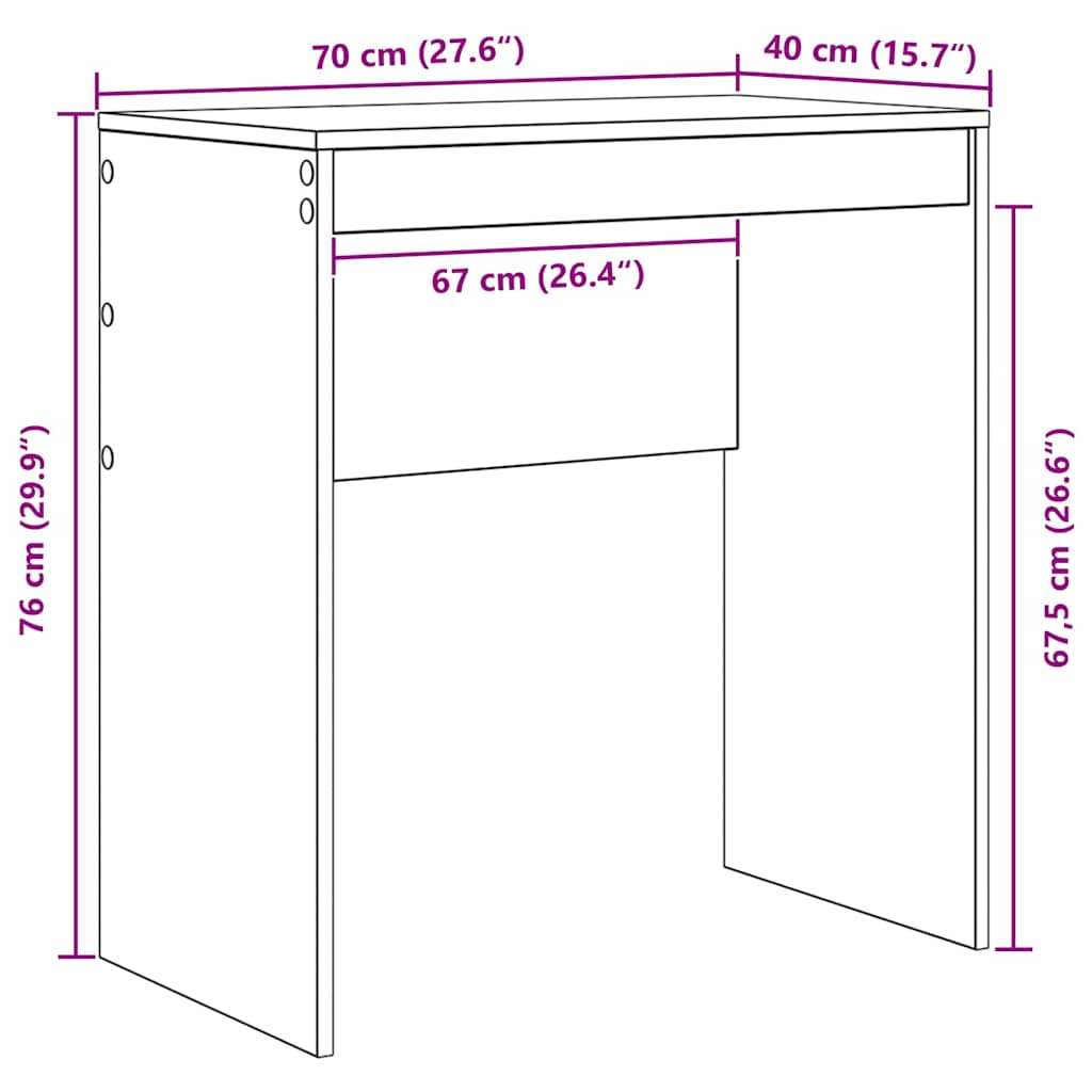 Schreibtisch Artisan-Eiche 70 x 40 x 76 cm