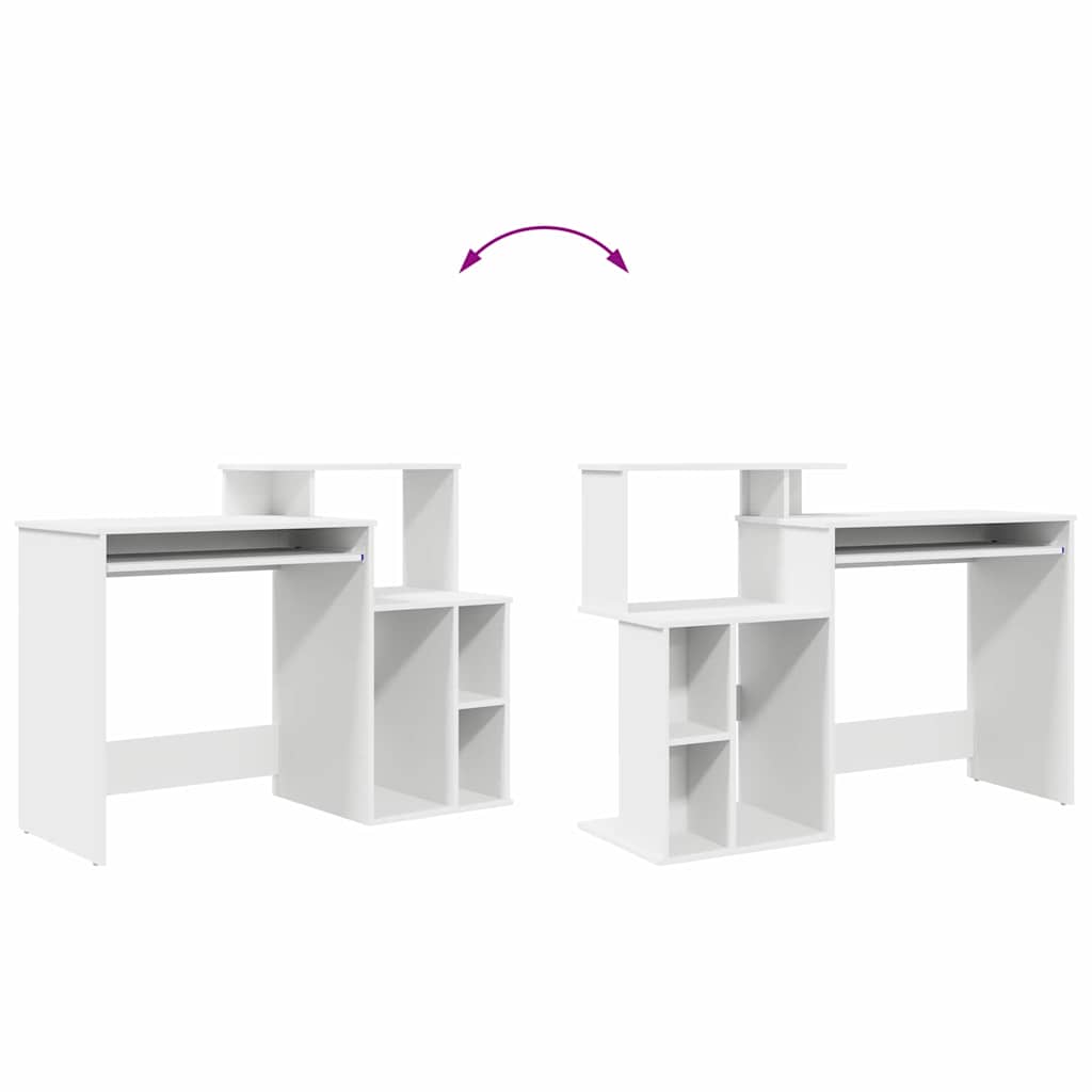 Desk with Shelf White 120.5 x 44 x 88.5 cm Engineered Wood