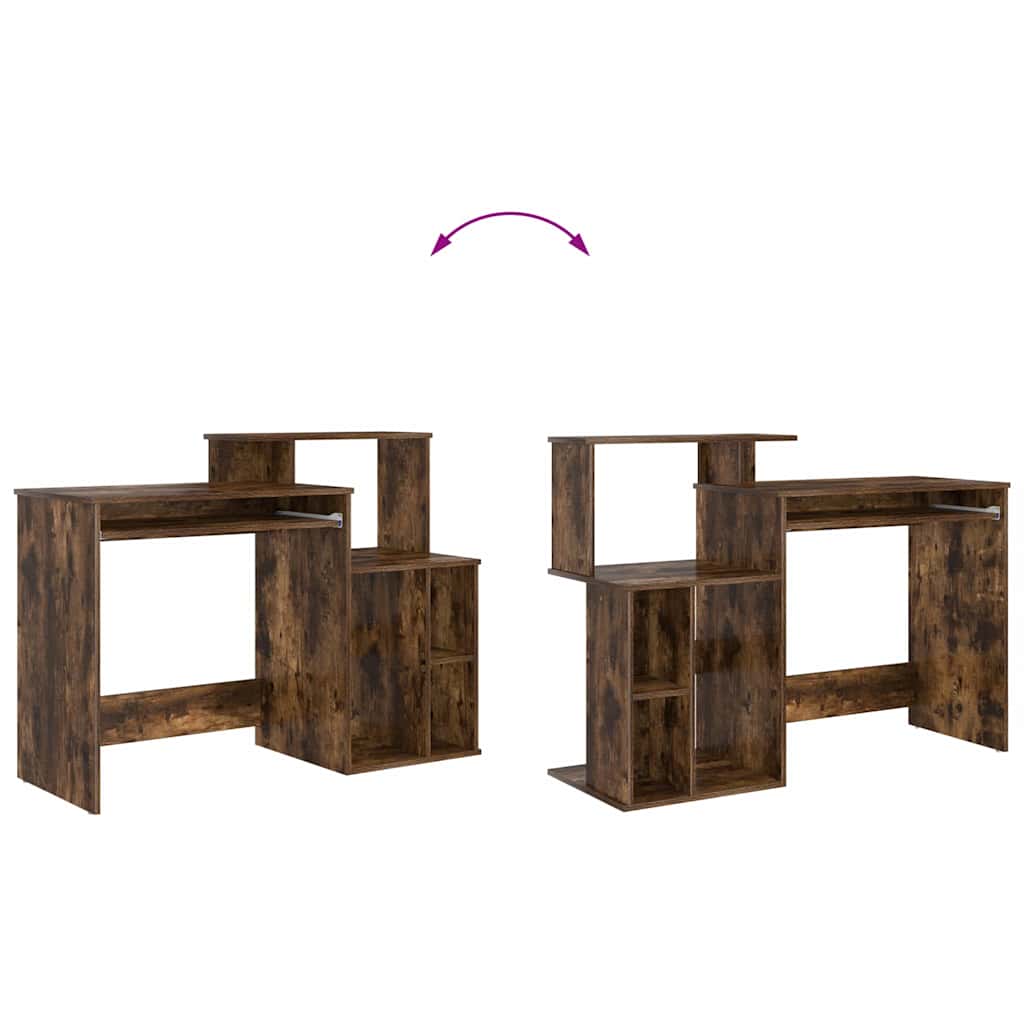 Desk with Shelf Smoked Oak 120.5 x 44 x 88.5 cm