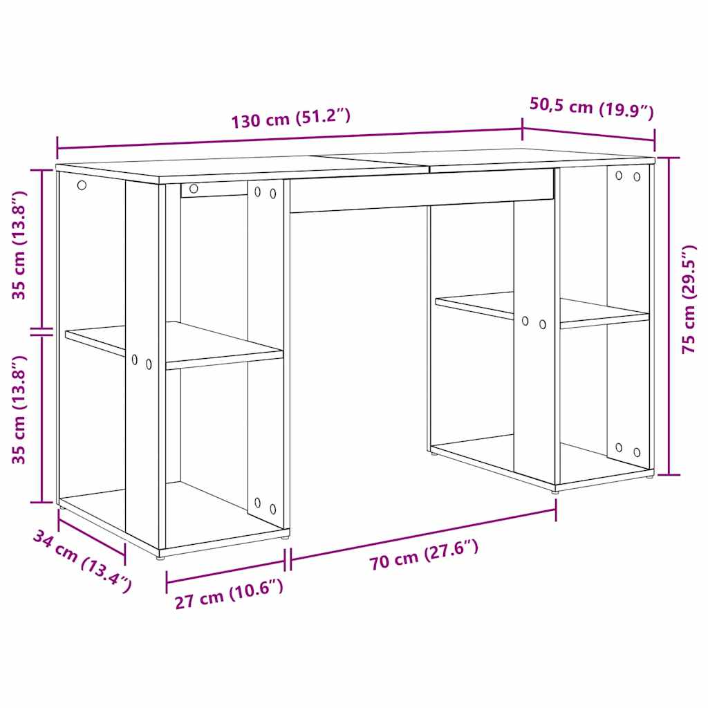Schreibtisch Artisan-Eiche 130 x 50,5 x 75 cm Holzwerkstoff