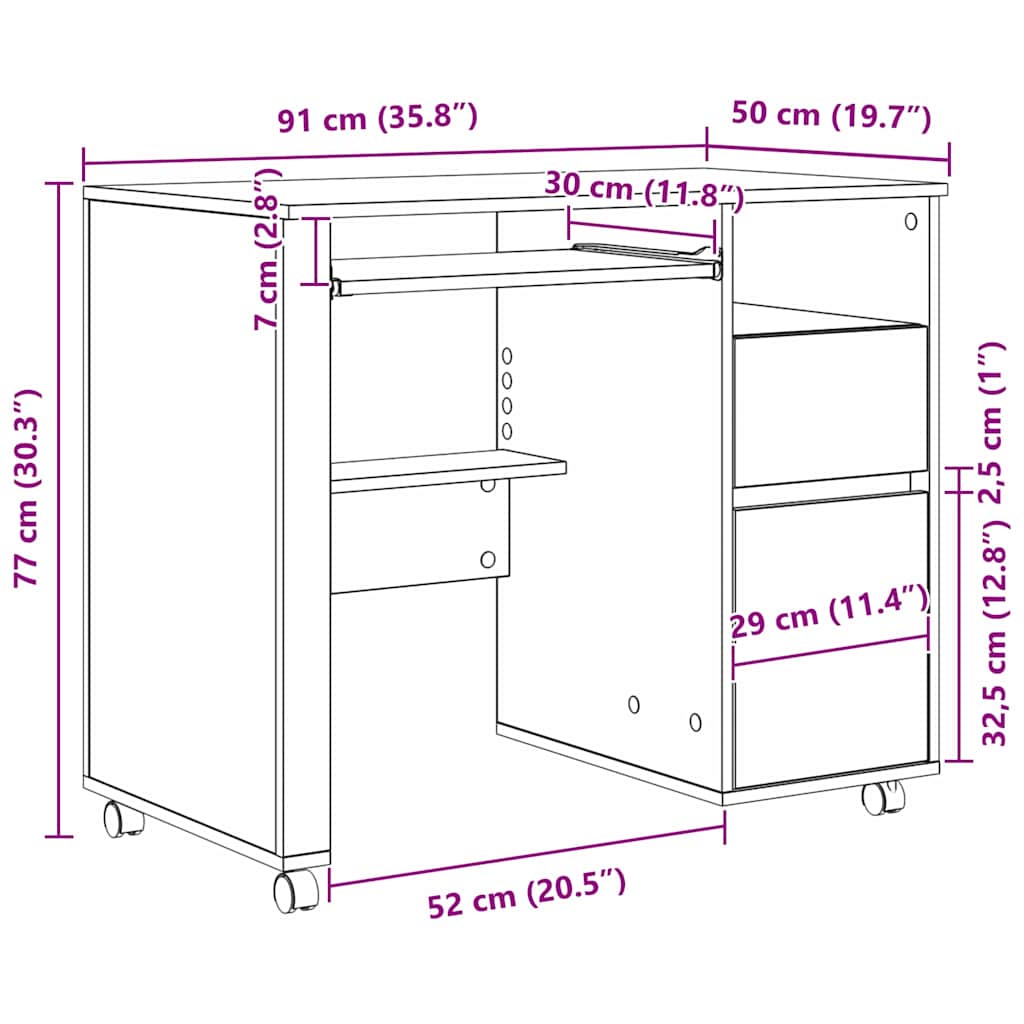 Tisch mit Rädern Beton Grau 91 x 50 x 77 cm Holzwerkstoff