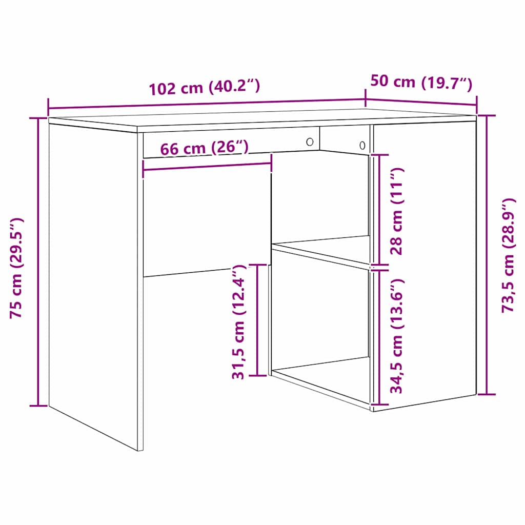 Schreibtisch mit Regal Weiß 102 x 50 x 75 cm Holzwerkstoff