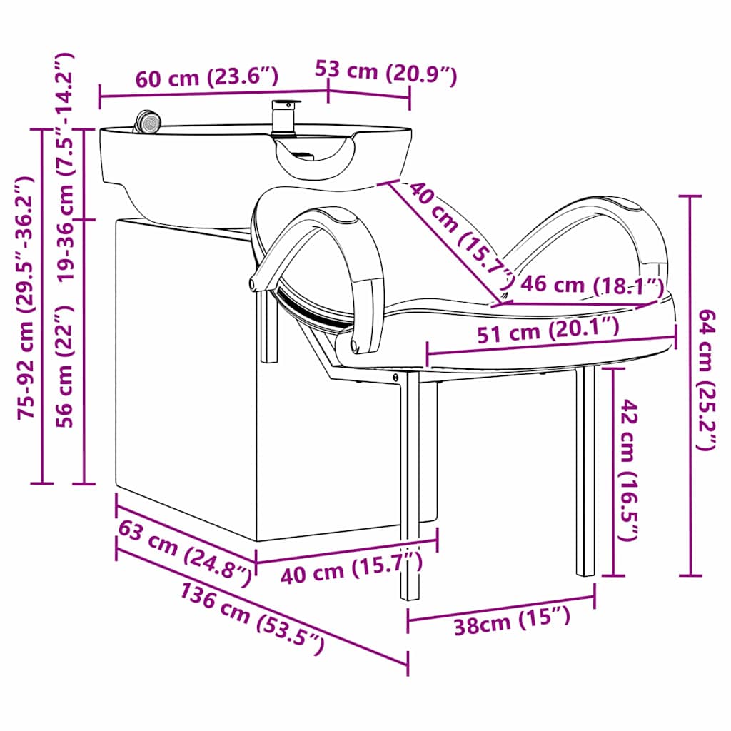 Shampoo Stuhl Hellgrau und Schwarz 63 x 141 x 92 cm Stoff
