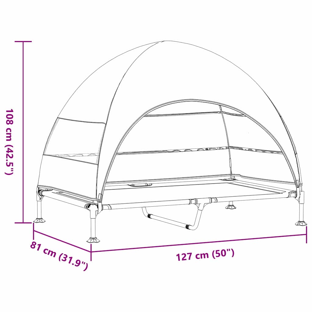 Hochgelegtes Hundebett Silber Grau 127 x 81 x 108 cm