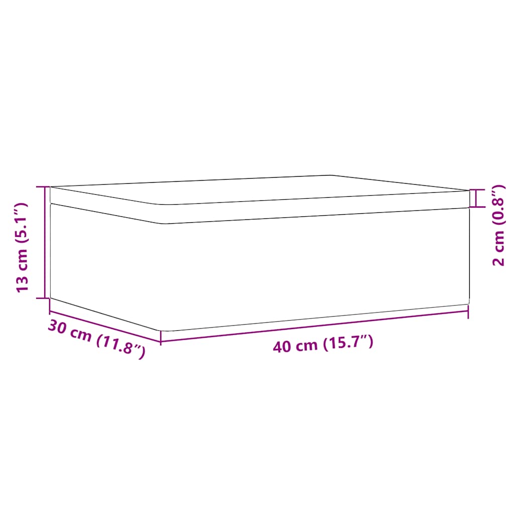Black Wooden Box with Lid 40x30x13 cm Solid Pine Wood