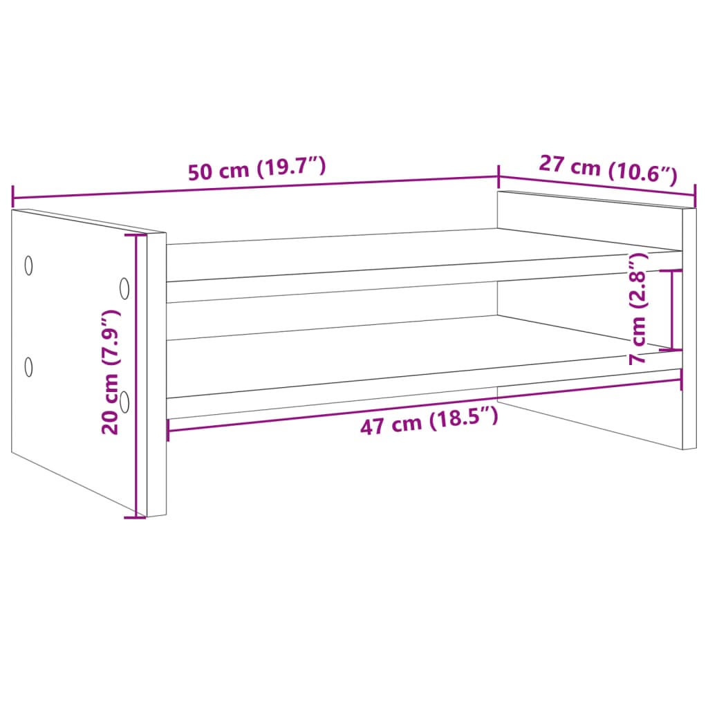 Support d'écran gris Sonoma 50x27x20 cm en bois d'ingénierie
