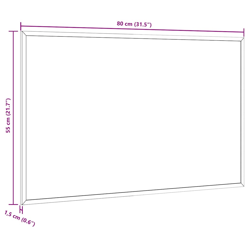 Tableau blanc magnétique avec cadre en pin massif 80 x 55 cm