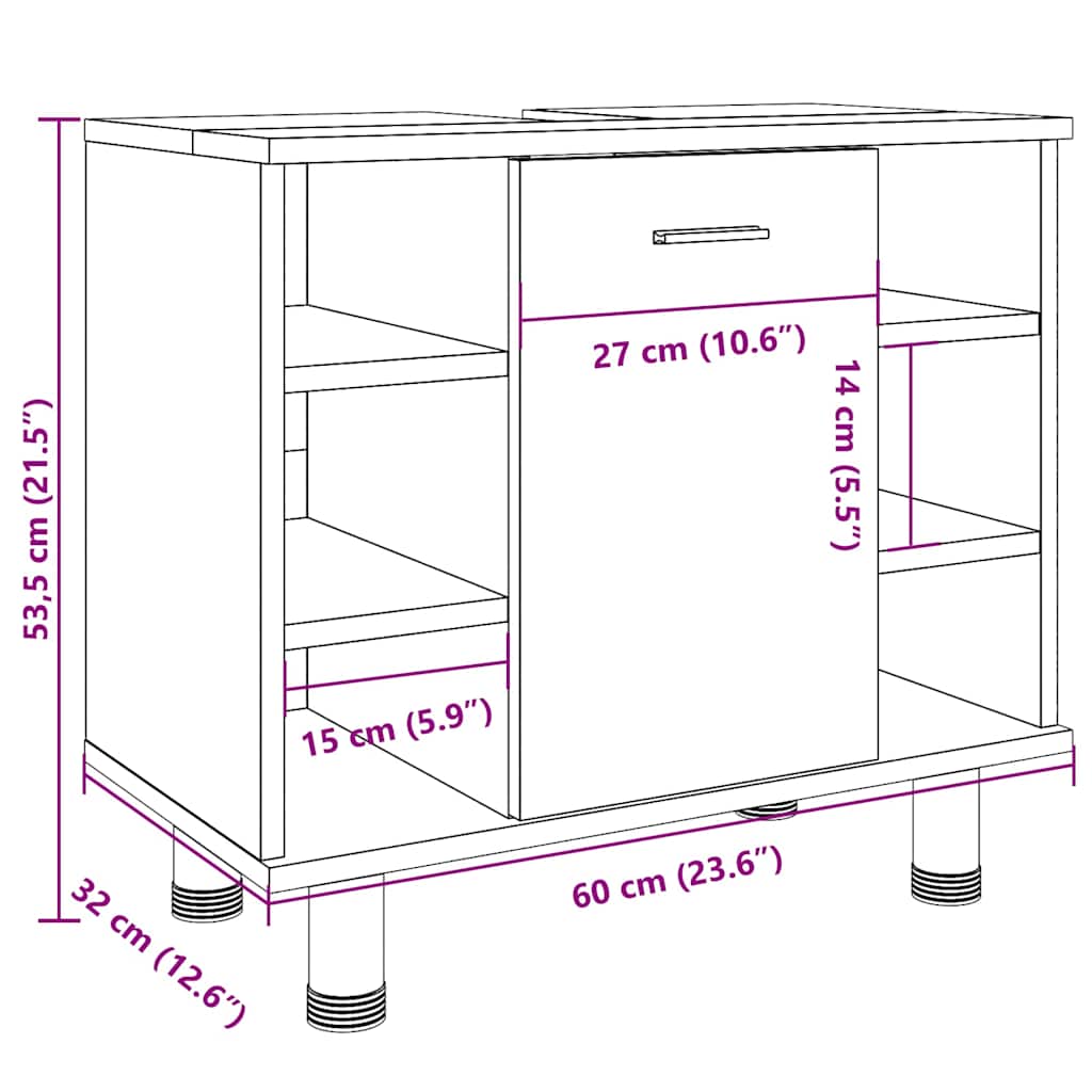 Badschrank Artisan-Eiche 60x32x53,5 cm Holzwerkstoff