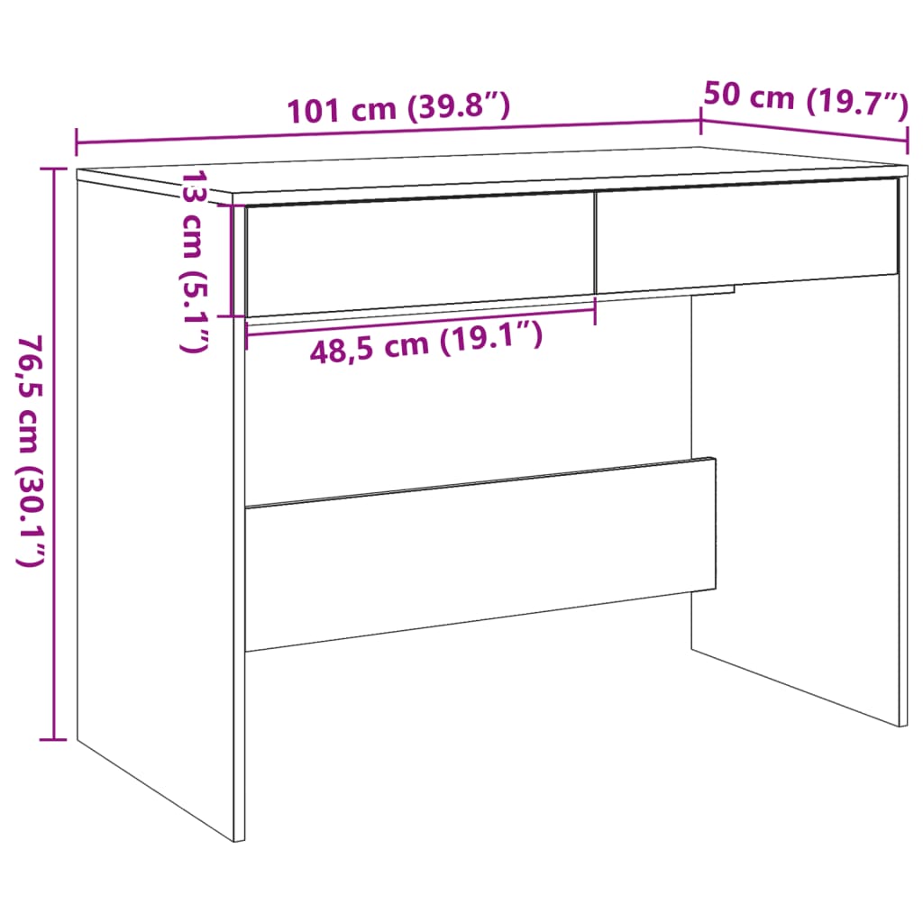 Desk in reclaimed wood look 101x50x76.5 cm engineered wood