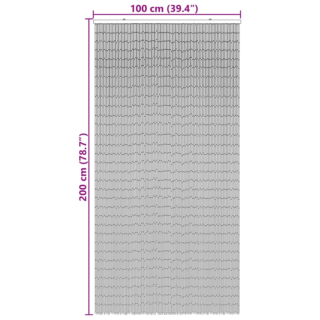 Rideau de porte moustiquaire bambou imprimé 100x200 cm bambou