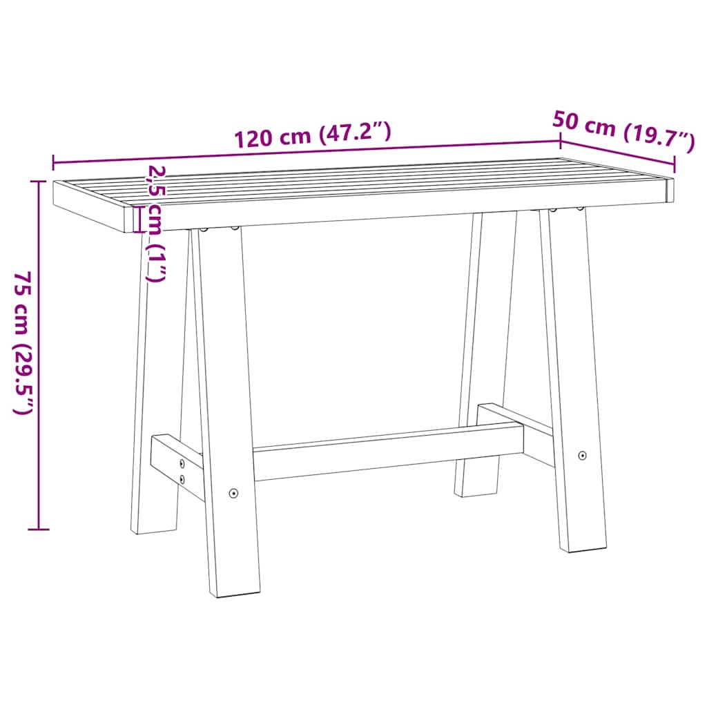 Desk NOAIN A-Legs 120x50x75 cm Solid Pine