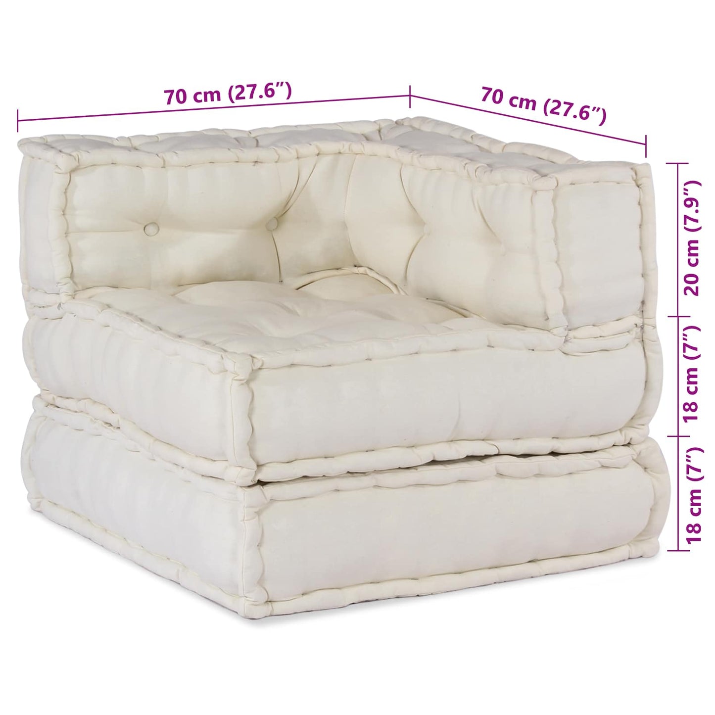 Modular Sofa 2 pcs Cream 140 x 70 x 56 cm Fabric