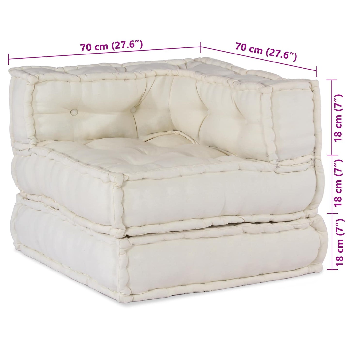 Modular Sofa 3 pcs Cream Fabric