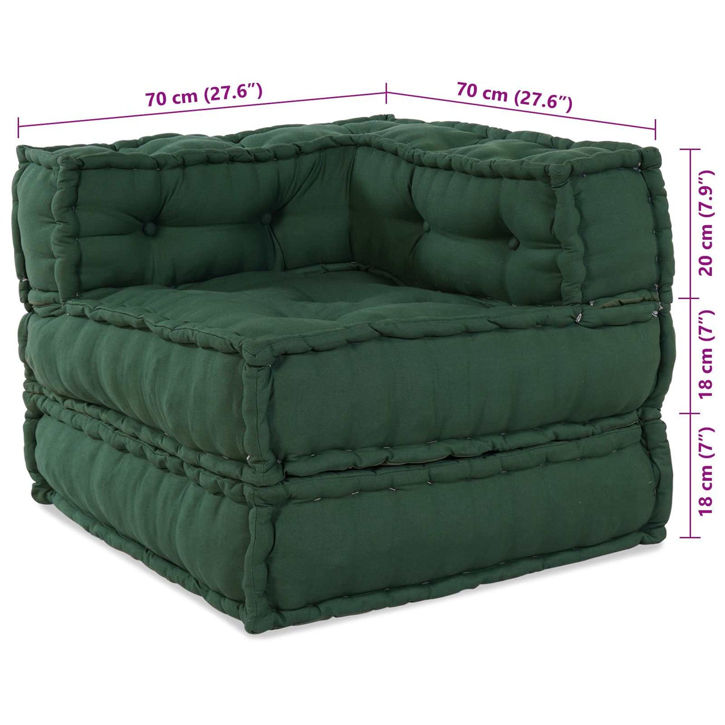 Modular Sofa 2 pcs Green 140 x 70 x 56 cm Fabric