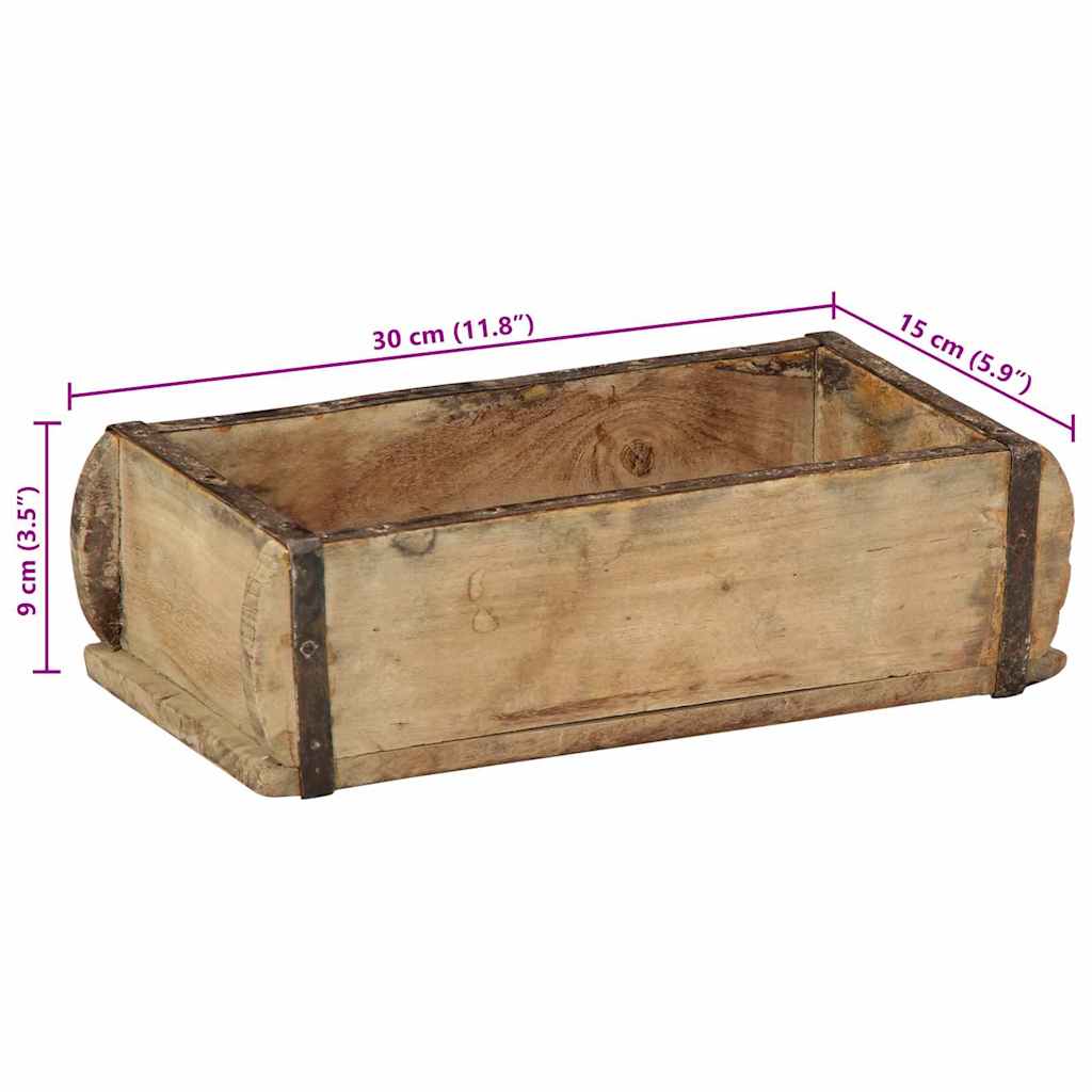 Tablett 4 pcs Braun 30 x 15 x 9 cm Massives upgecyceltes Holz
