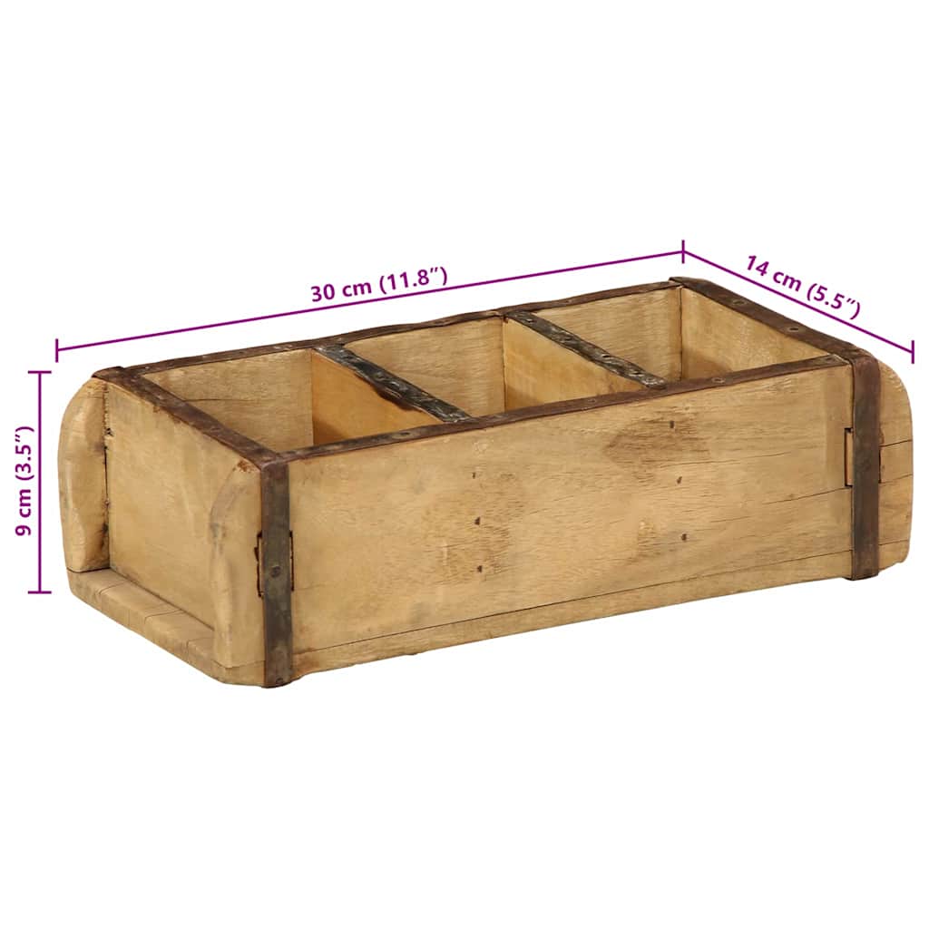 Tray 4 pcs Brown 30 x 14 x 9 cm Solid Reclaimed Wood