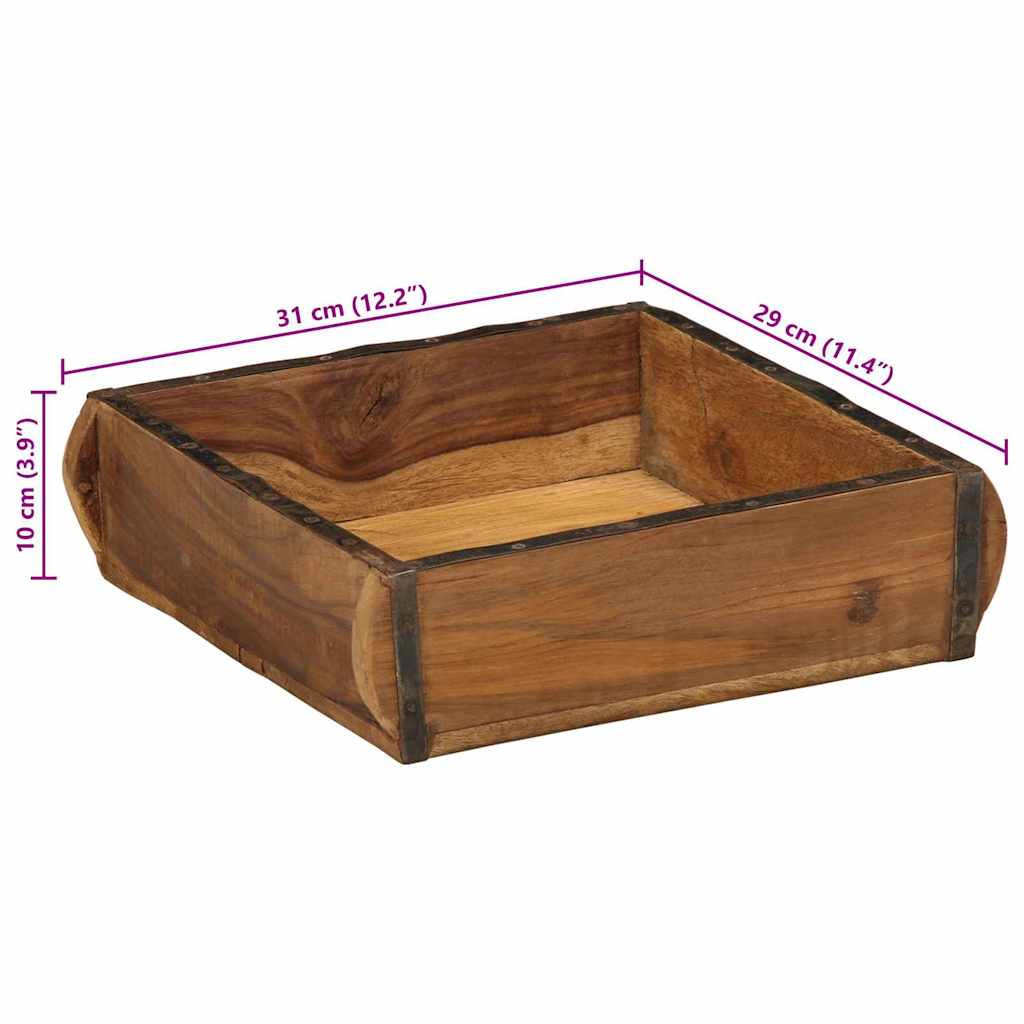Tablett Braun 29 x 31 x 10 cm Massives upgecyceltes Holz