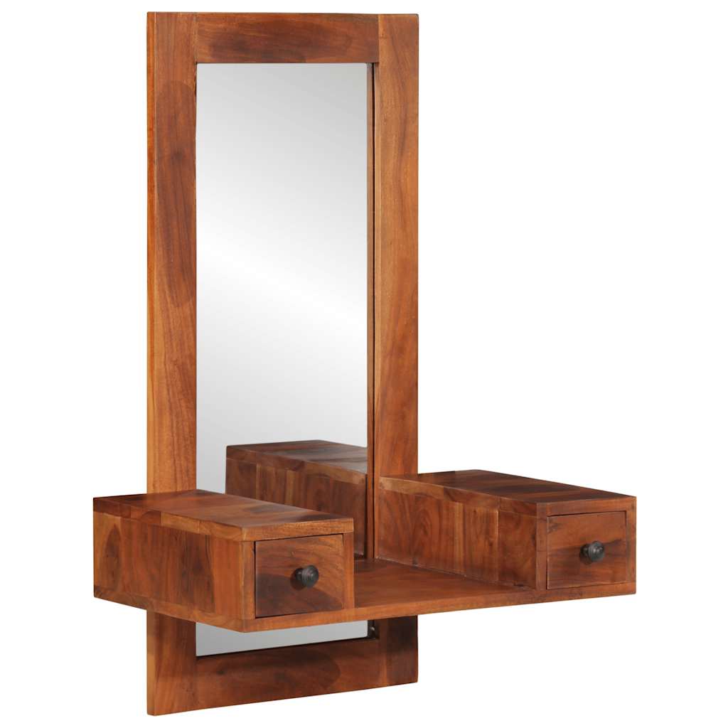 Wandspiegel mit Schubladen 60x33x90 cm Massivholz Akazie