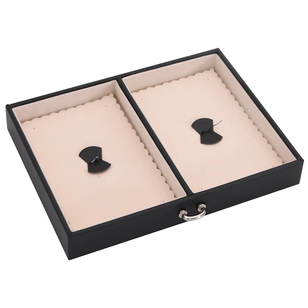 Boîte à bijoux 3 couches avec miroir Verrouillable Noir