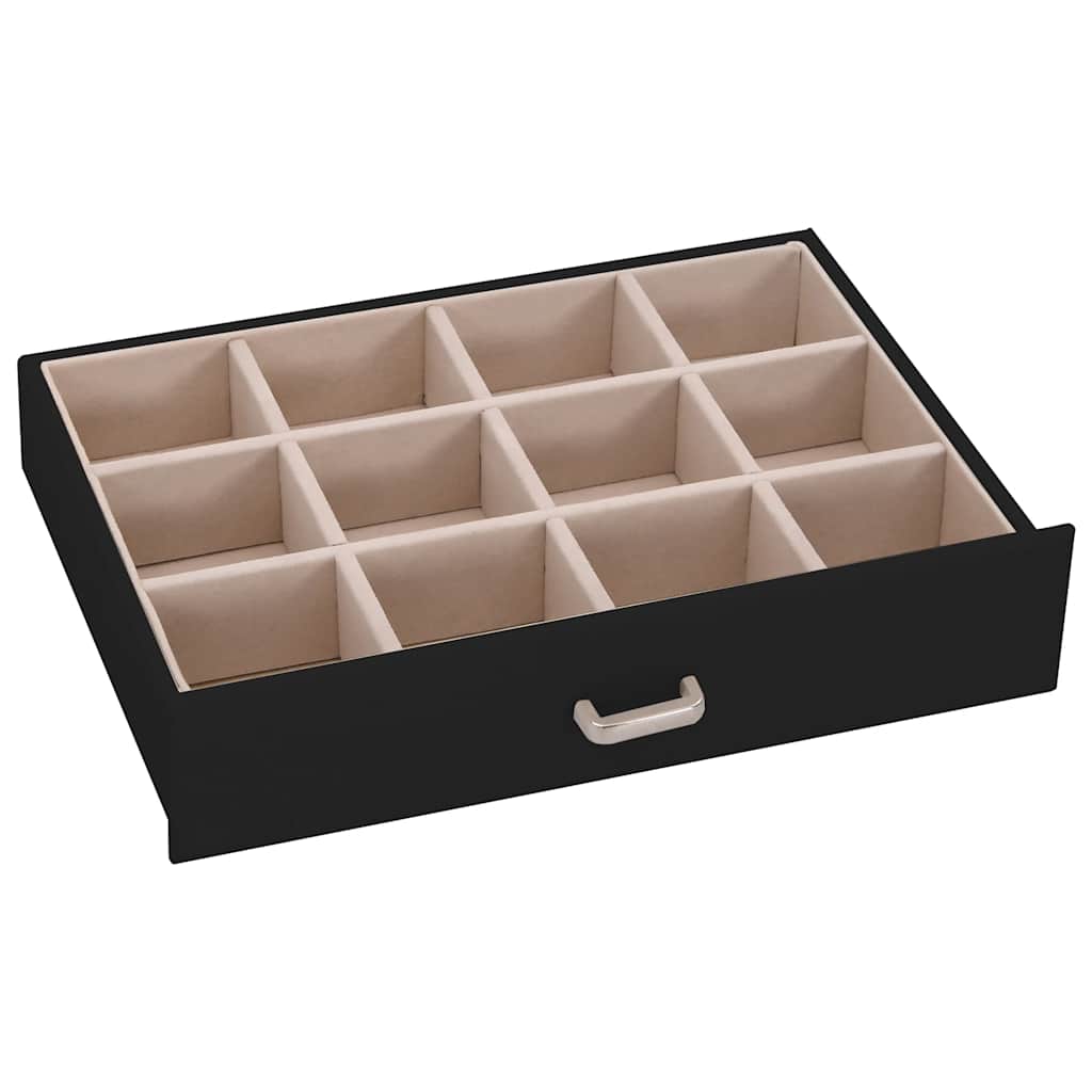 Boîte à bijoux 5 niveaux avec miroir Verrouillable Noir