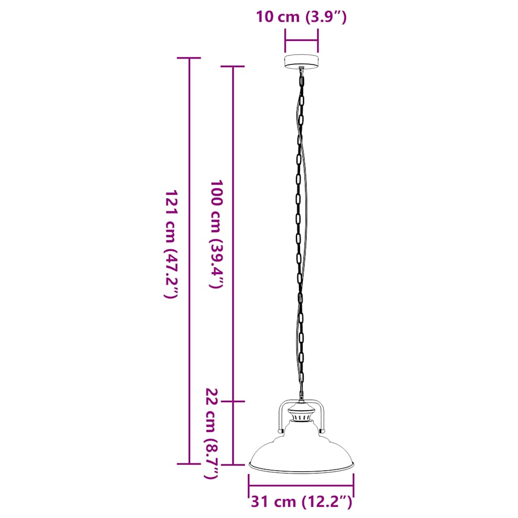 Pendant light E27 Black Ø 31 cm Iron