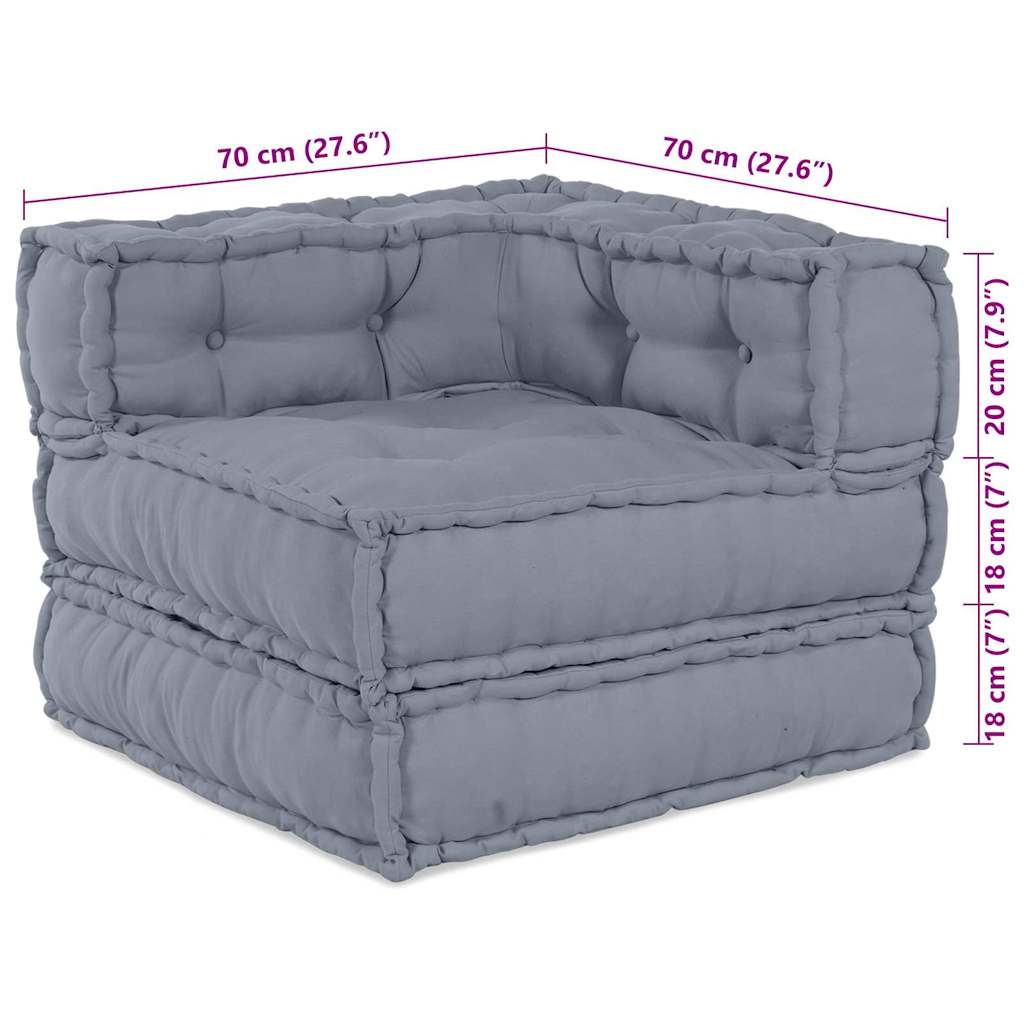 Canapé d'angle modulable gris 70 x 70 x 56 cm Tissu