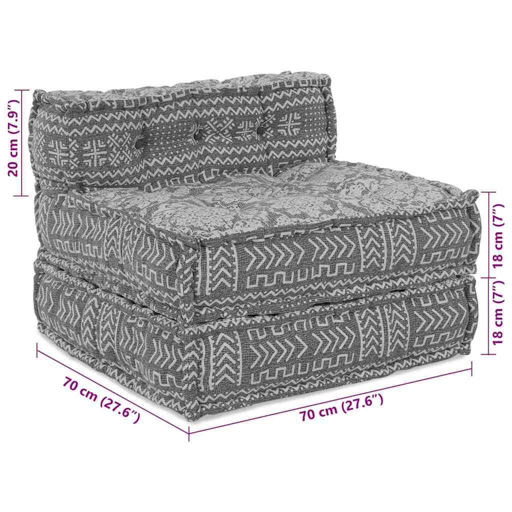 Canapé modulaire gris clair 70 x 70 x 56 cm Tissu
