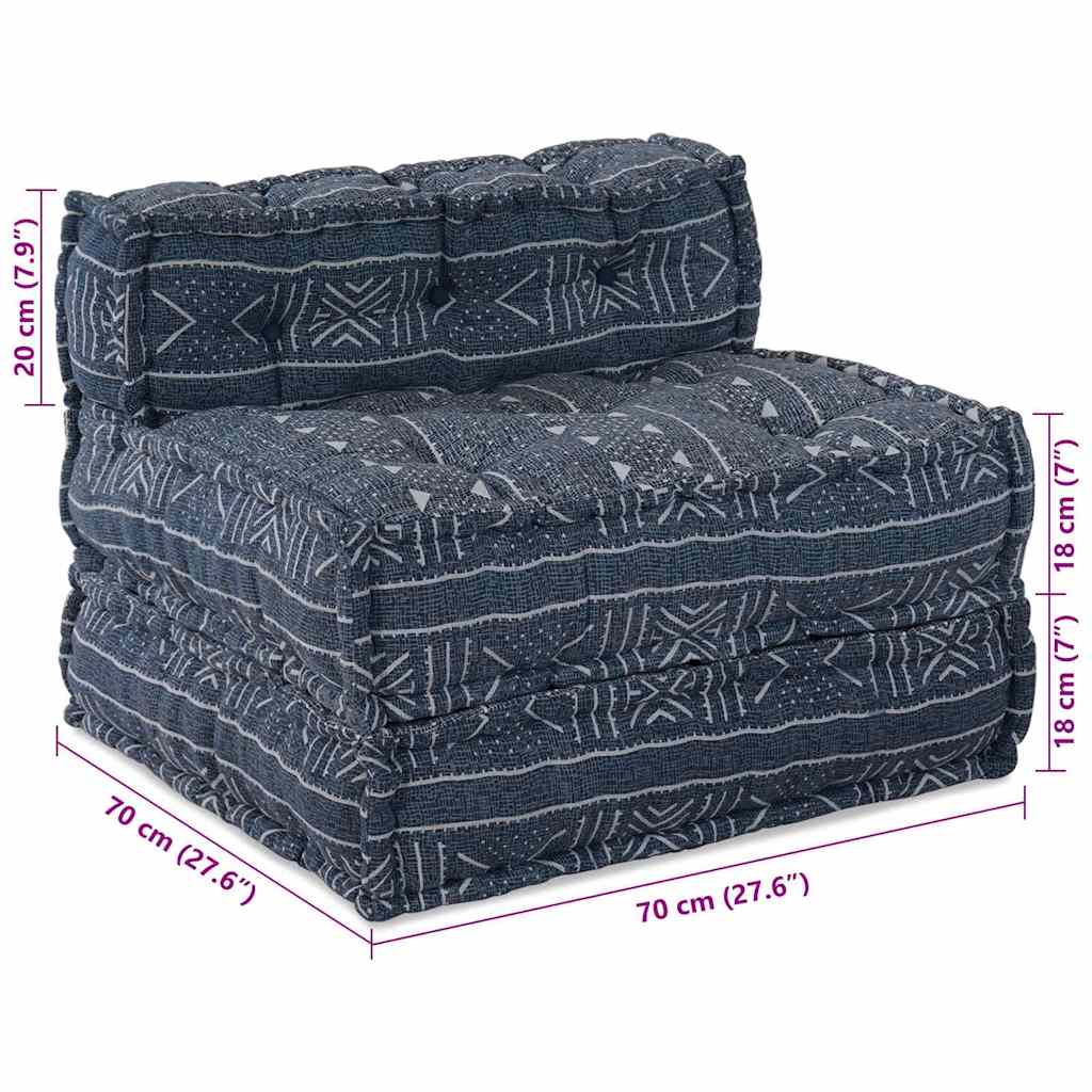Modular Sofa Indigo Print 70 x 70 x 56 cm Fabric