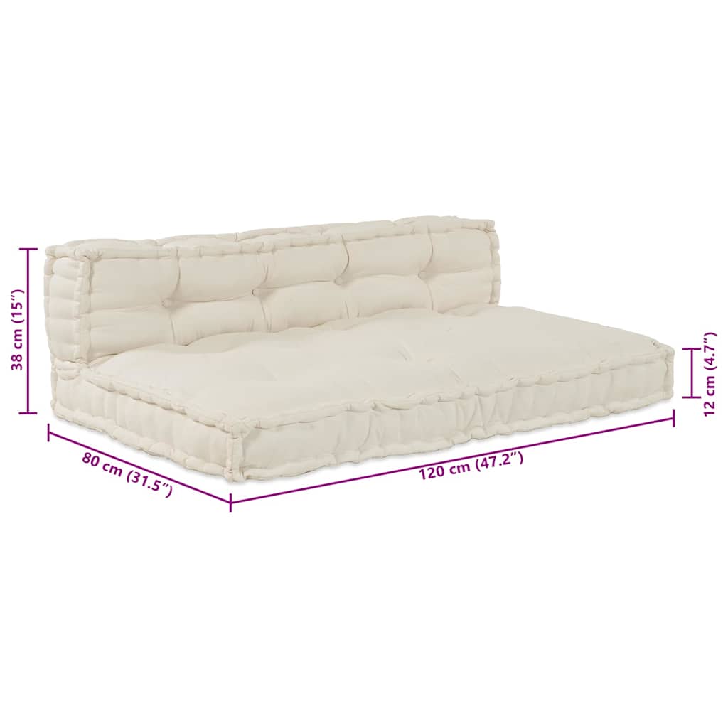 Modulares Sofa 2 pcs Creme 120 x 80 x 38 cm Stoff