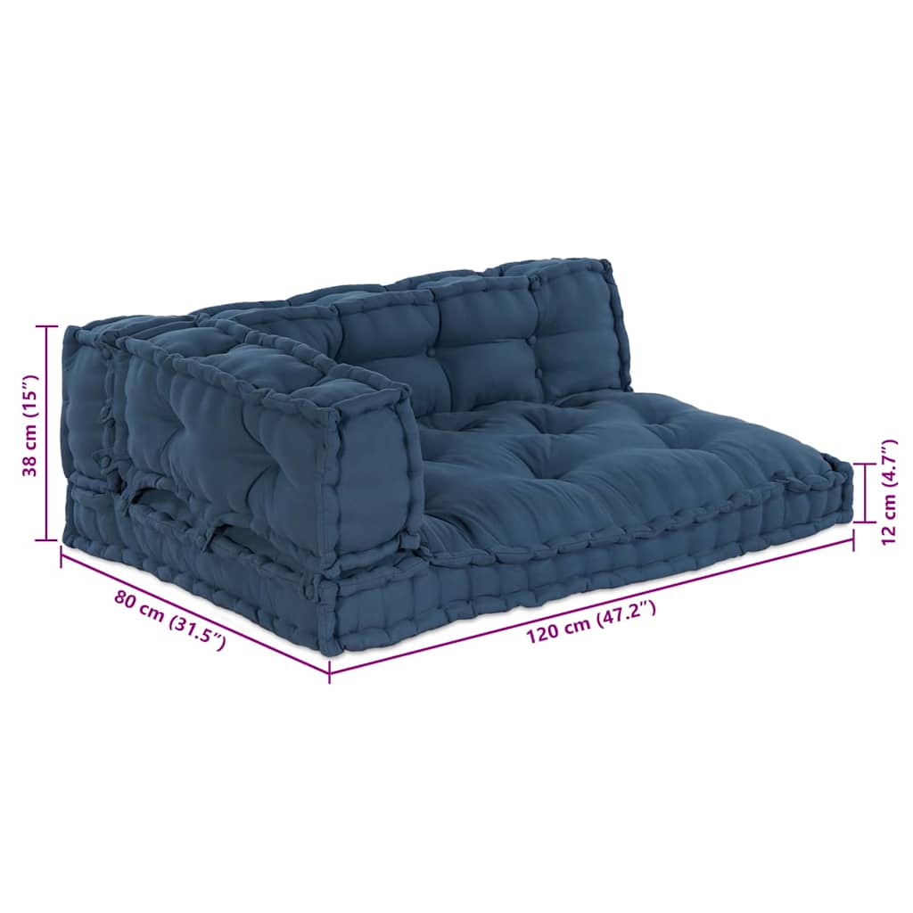 Canapé modulable 3 pcs Indigo 120 x 80 x 38 cm Tissu