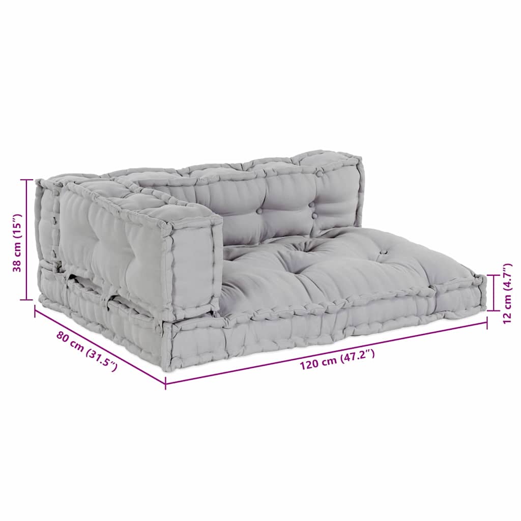 Canapé modulaire 3 pcs Gris 120 x 80 x 38 cm Tissu
