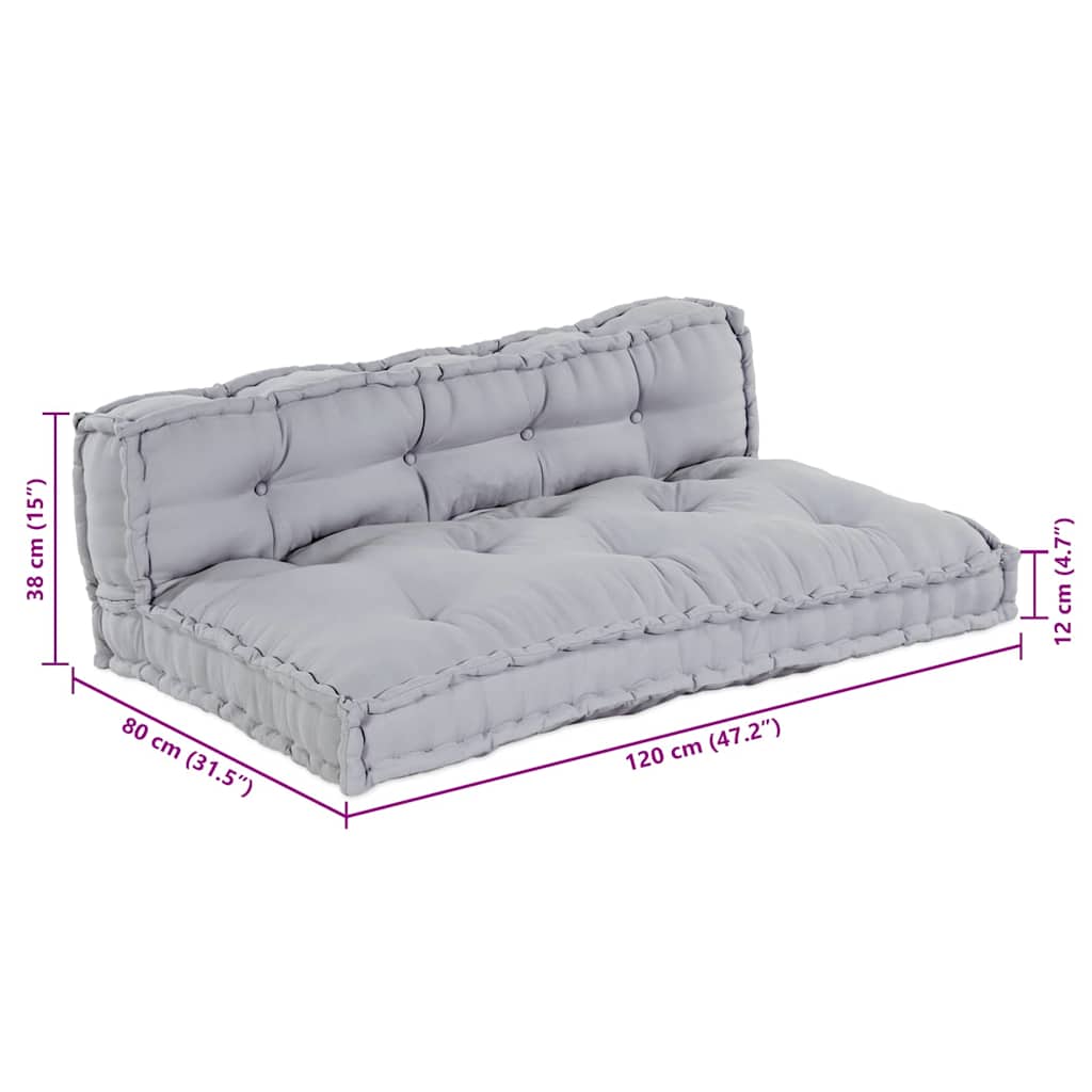 Modular Sofa 2 pcs Grey 120 x 80 x 38 cm Fabric