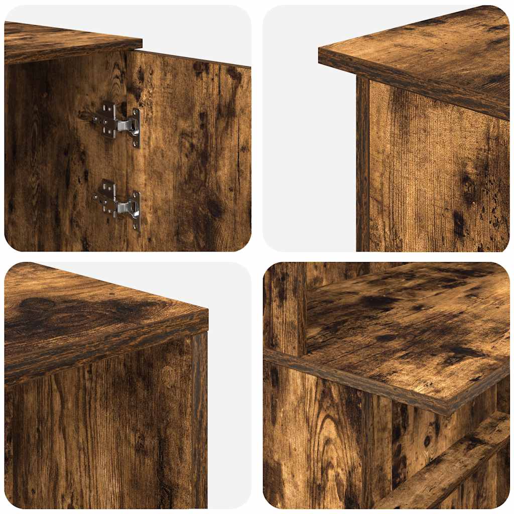 Reception desk smoked oak 200x50x103.5 cm wood-based panel