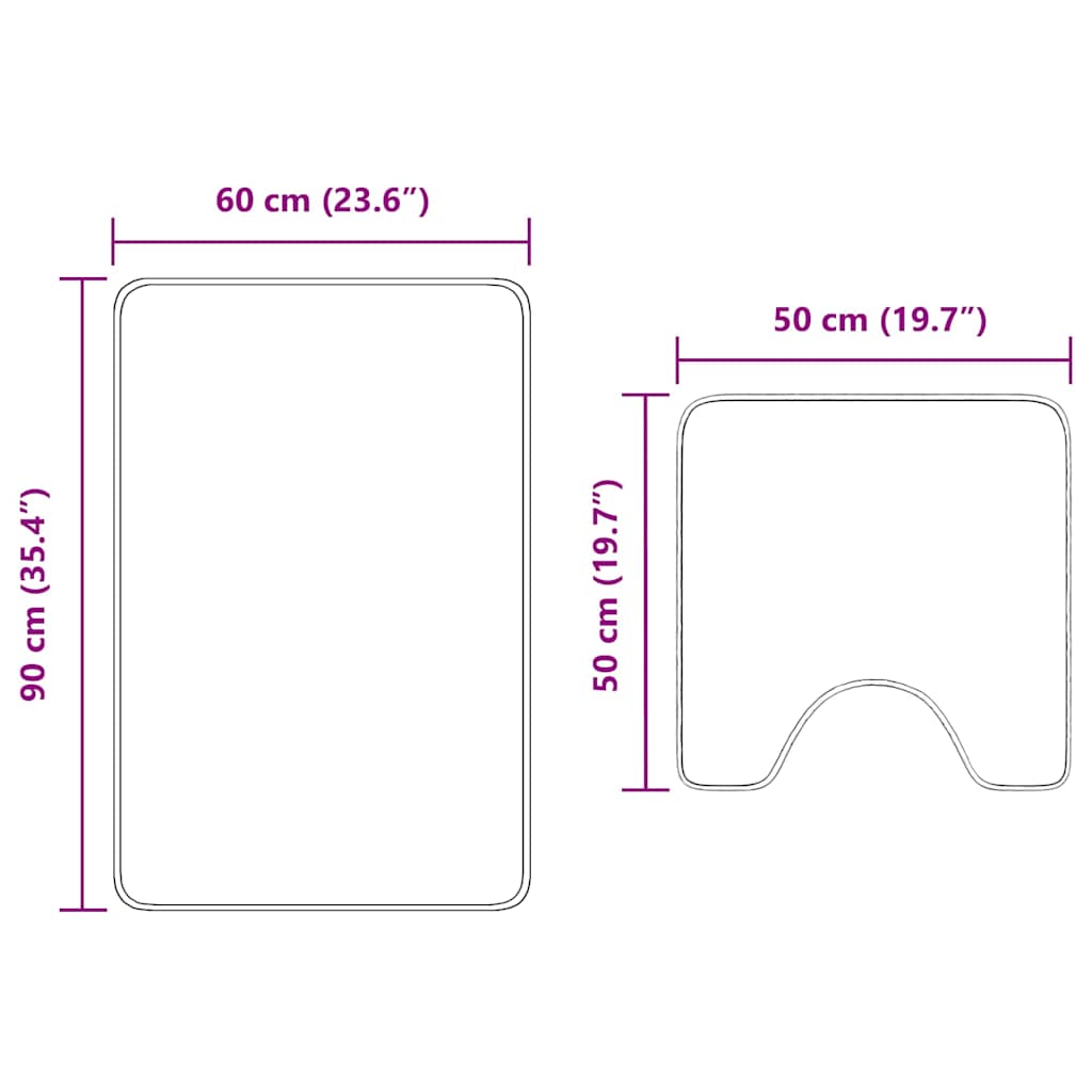 Non-Slip Bath Mat Set 2 pcs Purple PP