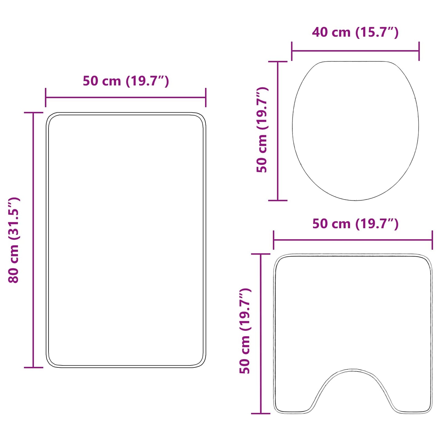 Anti-Rutsch Badematten-Set 3 pcs Orange PP