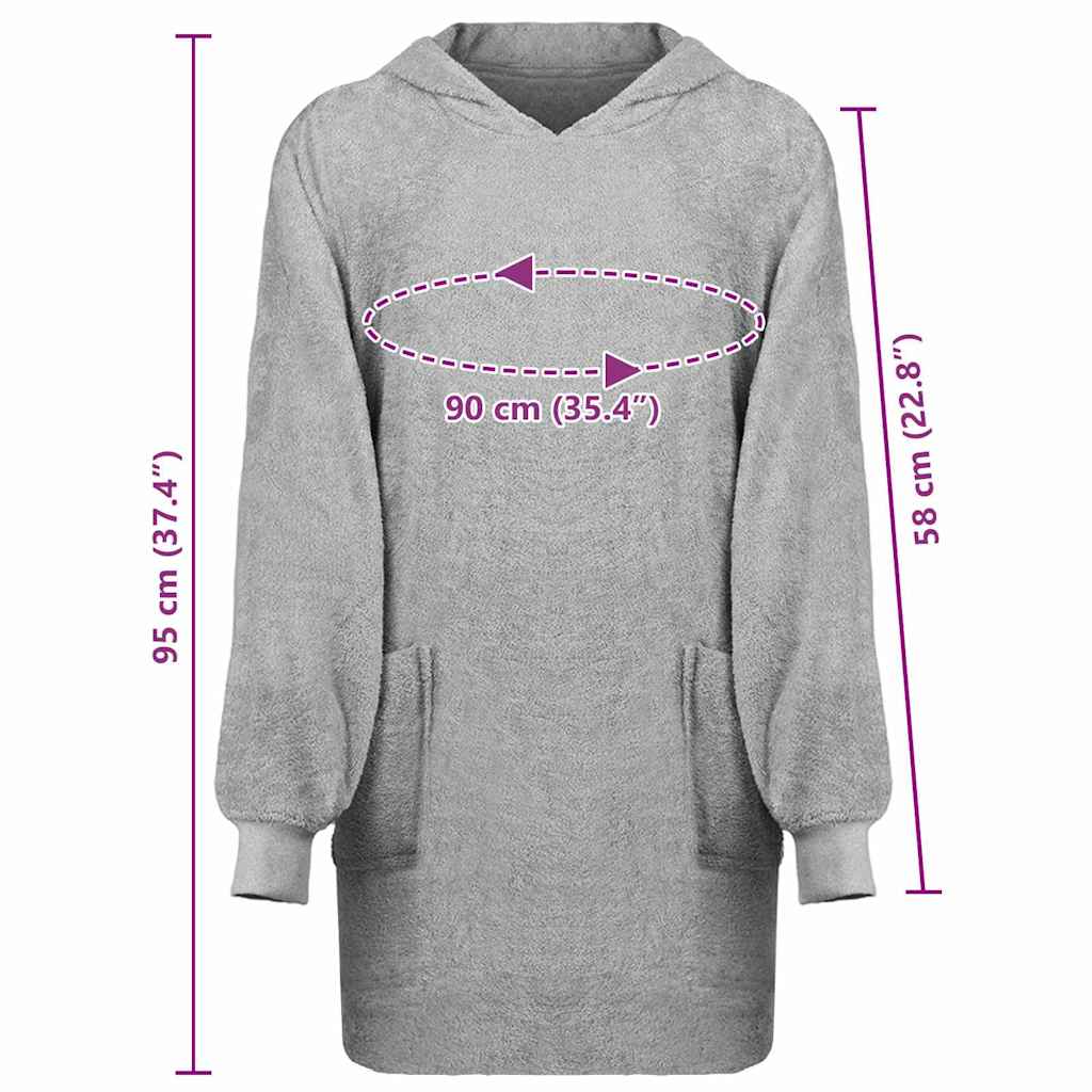 Hooded Blanket KINN Grey L Cotton