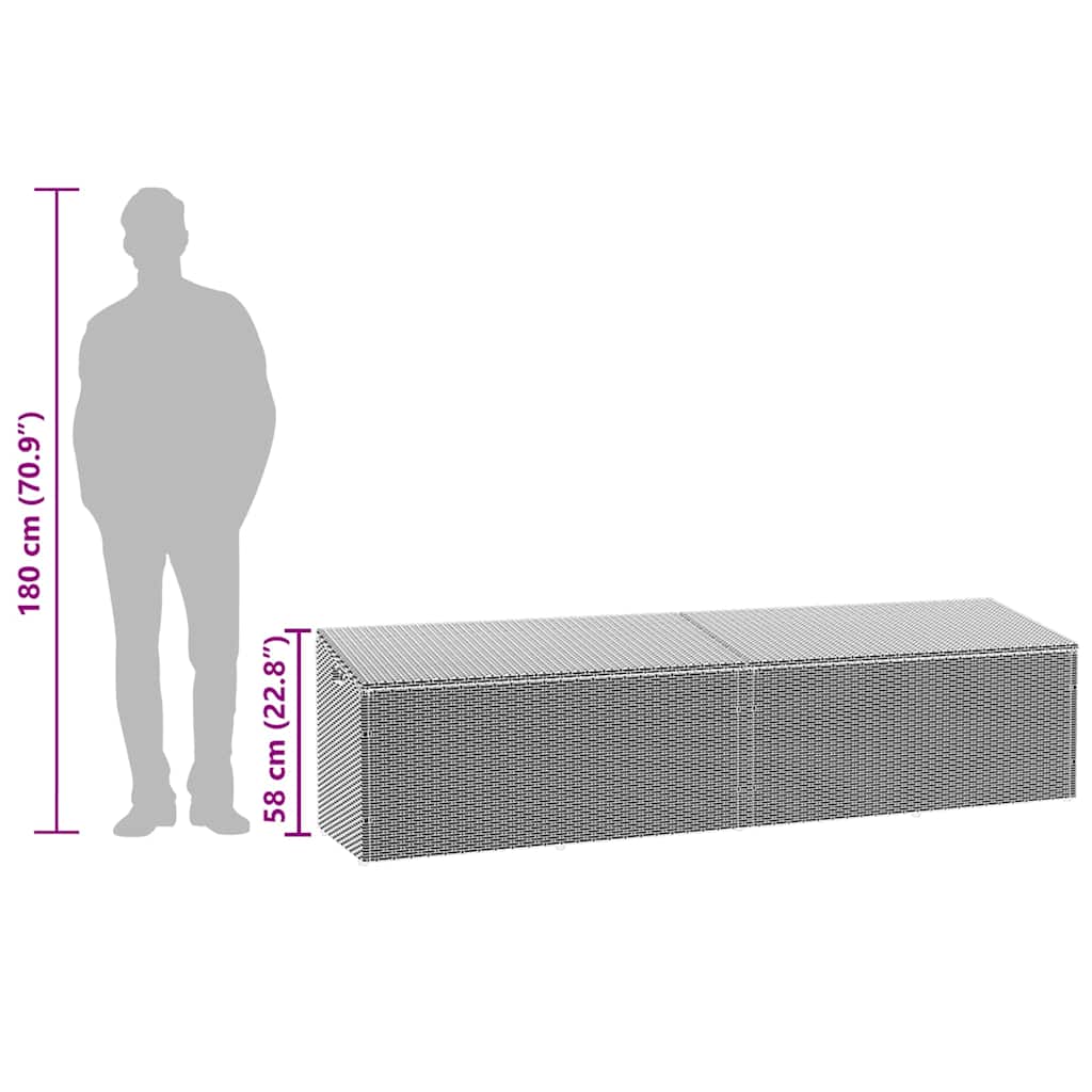 Garten-Auflagenbox Braun 220x50x58 cm Poly Rattan