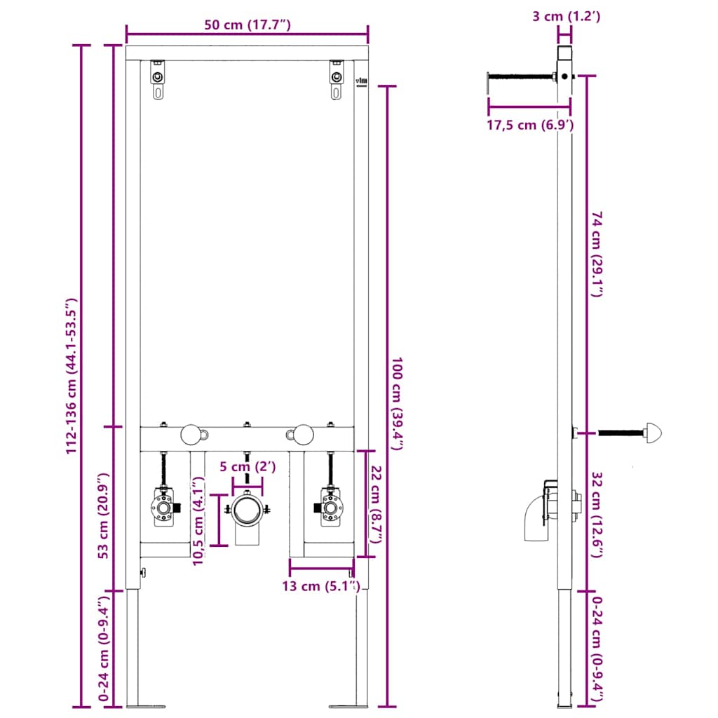 Badezimmer Wandstütze Blau 50 x 3 x 112 cm