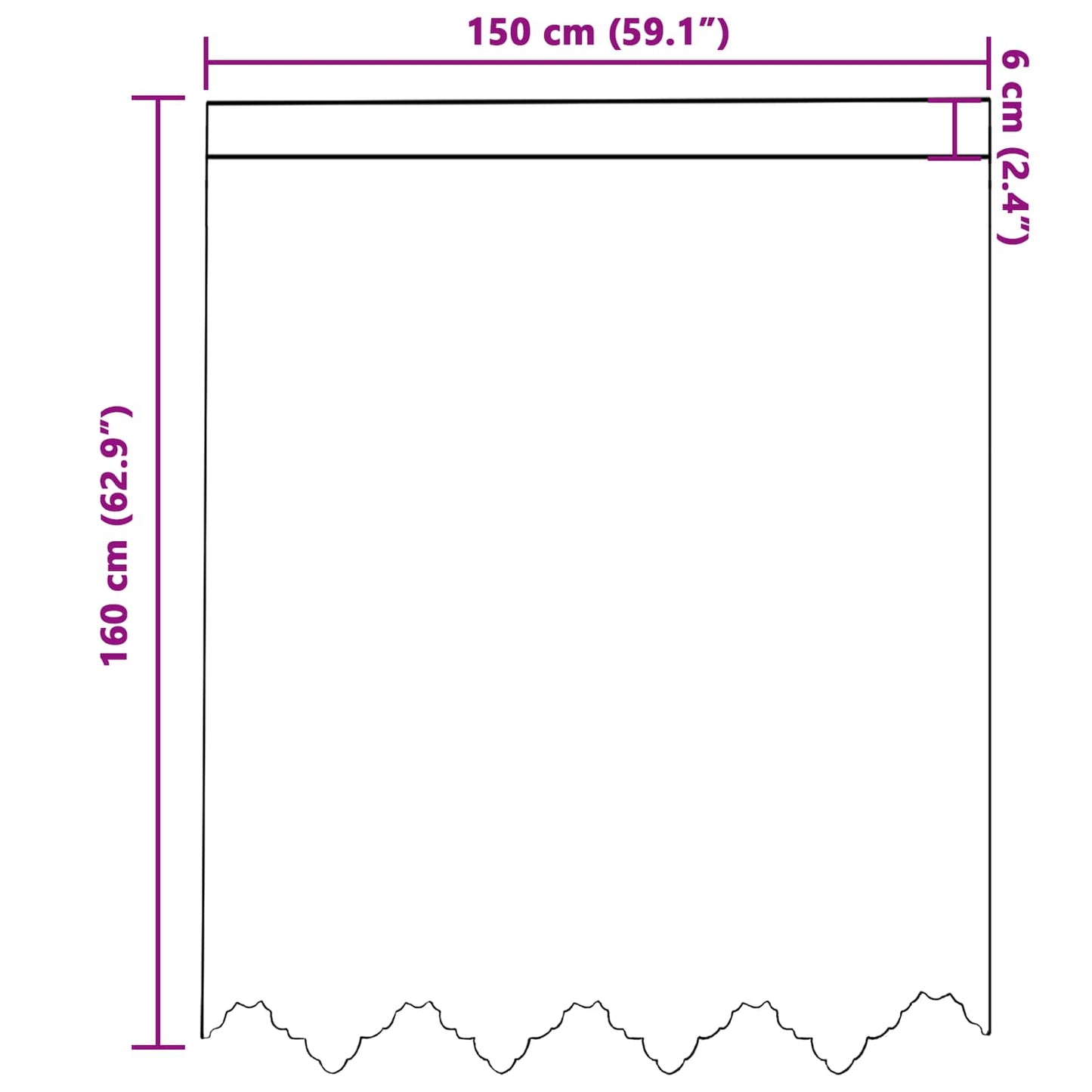 Lace Curtain with Drapes White 150 x 160 cm Polyester
