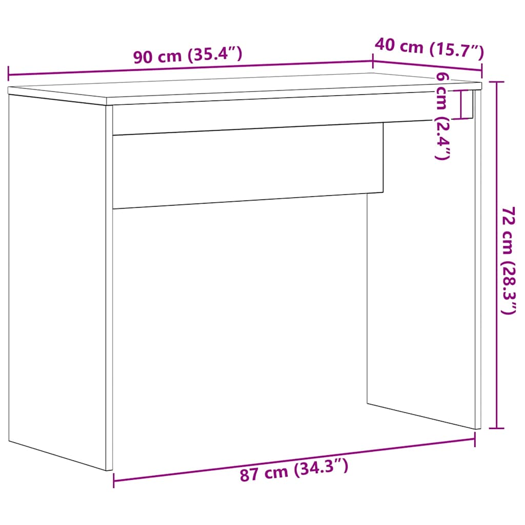 Schreibtisch Schwarze Eiche 90 x 40 x 72 cm Holzwerkstoff